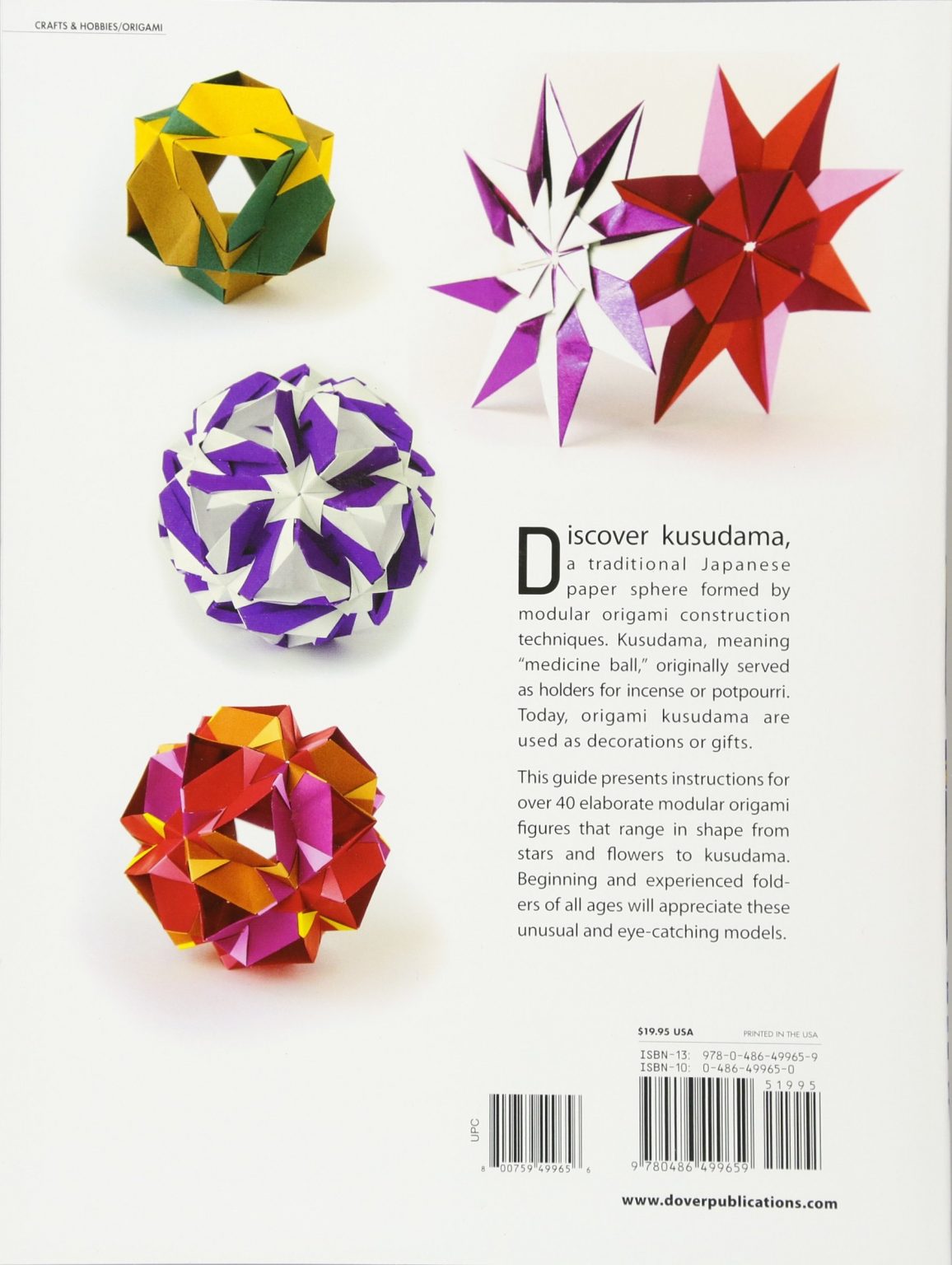 "Kusudama Origami" Book + Large Kami Paper Combo Taro's Origami